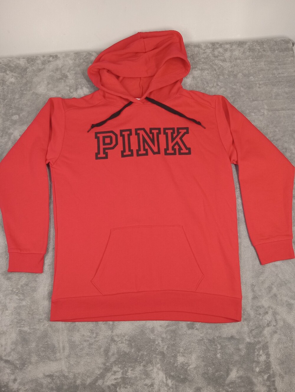 PINK Victoria's Secret Hooded Sweatshirt - Bright Coral Red Size Medium NWT